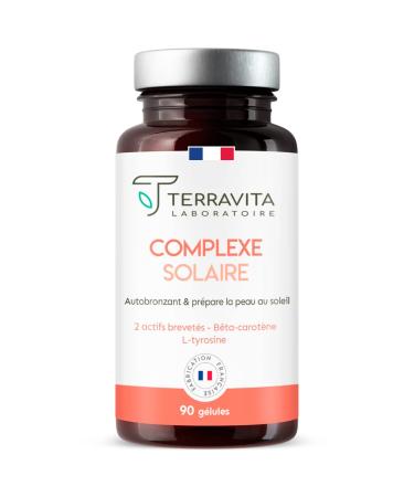 SOLAR COMPLEX | Nutroxun + Ceramosides + Lycopene + Copper | Express Tan Accelerator | Complete Self-Tanning Formula | All Skin Types | 90 Vegan Capsules | Made in France | Terravita