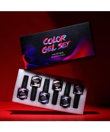 6Pcs Gel Nail Polish Set Gel Polish Glitter Kit for Manicure Nail Design Art Semi Permanent Varnish Hybrid Base Top Coat - (Color: MJ-6899) - Buy Online on GoSupps.com