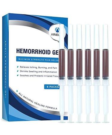 Ariella Hemorrhoid Treatment Gel - Cleaner and Easier Application Than Hemorrhoid Cream and Hemorrihoid Ointment - Best for Burning Itching Pain Relief - 6 Applicators Included
