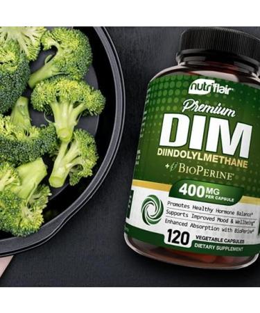 NutriFlair DIM 400mg with Bioperine 120 Capsules - Hormone Balance & Estrogen Metabolism Support for Menopause, PCOS, Acne - Compare to 300mg - Buy Online on GoSupps.com