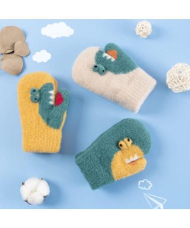 Toddlers Knitted Gloves with String Magic Stretch Gloves Cosy Cartoon Hanging Neck Gloves Lined Fleece Thermal Mittens (2-5Y) Green - Buy Online on GoSupps.com
