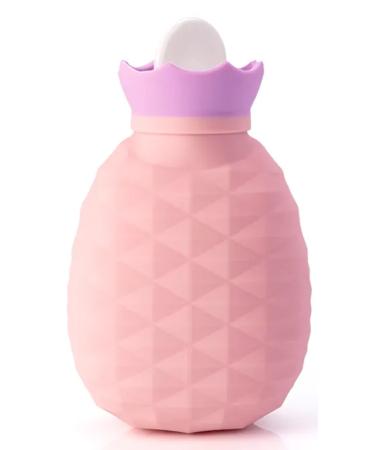 2x mini pineapple silicone hot heat bottle Handwash Mikrowave Heating Mini Warmer bottle Warm Hands Pockable water bag for adults and children pink 200 ml