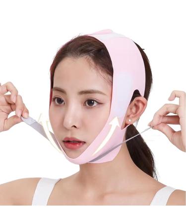 Double Chin Reducer Reusable Soft Face Slimming Strap/V Line Lifting Mask For Women Tightening Skin Preventing Sagging (Pink)