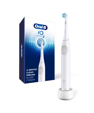 Oral-B iO Series 2 Rechargeable Electric Powered Toothbrush Pure White with 1 Gentle Care Brush Head - Automatic Pressure Sensor to Protect Gums - 3 Modes - 2 Min Timer