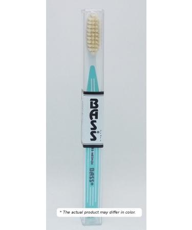 Bass Brushes Tooth Brush - Plastic Pin Striped Handle - Natural Bristle 1 Tooth