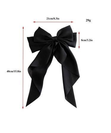 2PCS Silky Satin Big Hair Bows Black & White | French Hair Barrettes | Aesthetic Hair Accessories - Buy Online on GoSupps.com