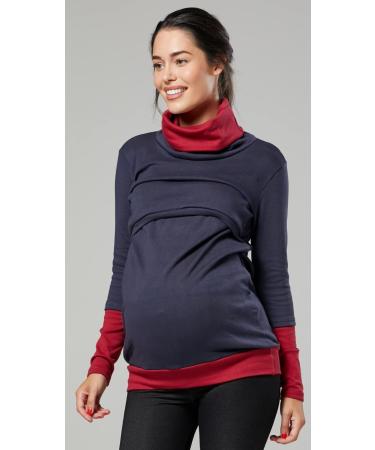 Happy Mama Maternity Nursing Jumper Sweatshirt 348 Graphite & Crimson - Size 14-16 - Buy Online on GoSupps.com
