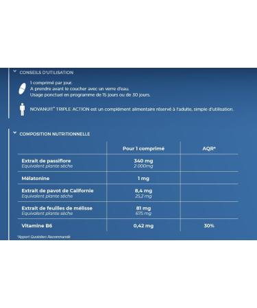 Novanuit Triple Action Melatonin + Herbal Extracts Large 6 Months Treatment Pack of 3 Boxes of 60 Tablets - Buy Online on GoSupps.com