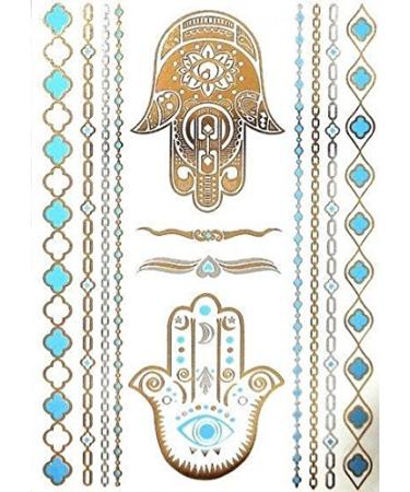 Metallic Temporary Tattoos 6 Sheets + Henna Tattoo Designs - Body Paint Kit - Buy Online on GoSupps.com