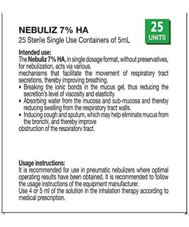 Nebuliz Hypertonic Saline Solution Vials - 25 Single-Dosage 5ml Sterile Vials with Sodium Hyaluronate and Hyaluronic Acid - Preservative-Free for Inhalation Therapy - All Ages - Buy Online on GoSupps.com
