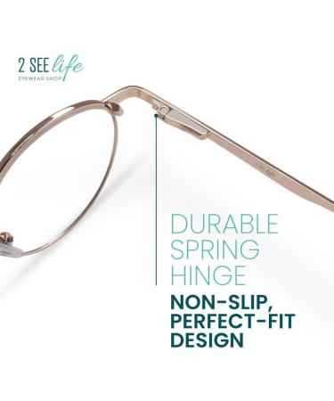 2SeeLife Gold Metal Rim Reading Glasses for Men & Women | Stylish & Durable 1.5x Readers | Comfortable Fit for All Face Shapes - Buy Online on GoSupps.com