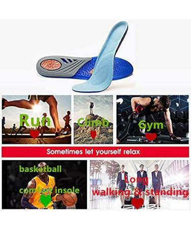 Comfort Gel Shoe Insoles for Long-Time Walking and Standing - All-Day Shock Absorption and Cushioning - Light Blue - US Men 3-9 & Women 4.5-11 - Buy Online on GoSupps.com