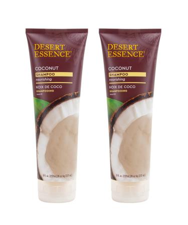 Desert Essence Coconut Shampoo 8 fl oz (Pack of 2) - Gluten Free Vegan Paraben Free - Organic Coconut Hemp & Olive Oils + Shea Butter