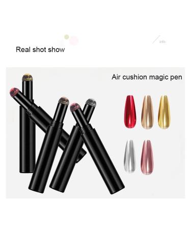 5PCS Air Cushion Holographic Nails Powder Pen Set - Mirror Effect Manicure Magic Pen - Laser Gold & Silver Sponge Nail Pen - 5 Colors - Buy Online on GoSupps.com