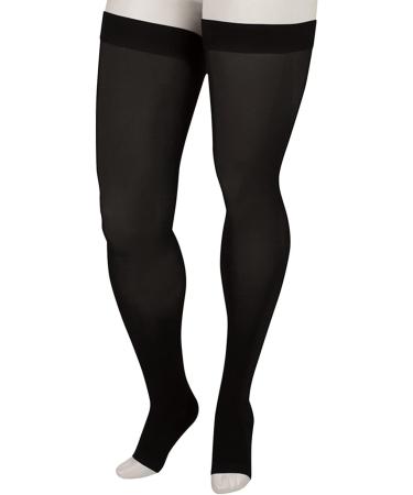 Juzo 4410AGSBSH10 Basic Stockings with Silicone Border 15-20 mmHg - Open Shoe Short - Black - International Shipping Available - Buy Online on GoSupps.com