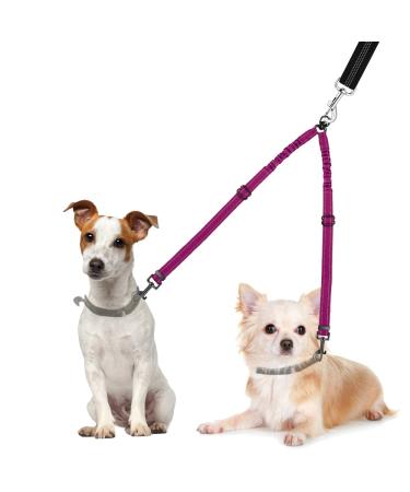 Nasjac double dog leash no tangling 360 rotatable splinter double linen for two dogs adjustable shock-damping bungee-reflecting leash for dogs small medium and large running training small (3-9 kg) foxie