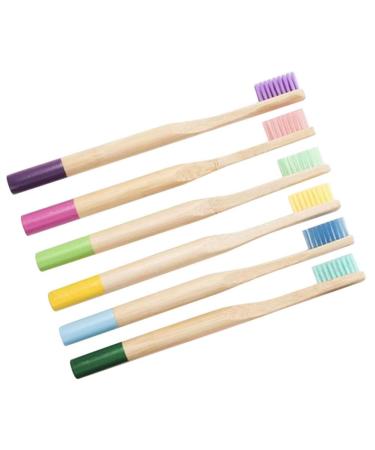 Healeved toothbrushes clean 6 pieces large toothbrushes charcoal toothbrush adult toothbrush oral toothbrush soft wood toothbrushes bristle handle soft brush toothbrush set