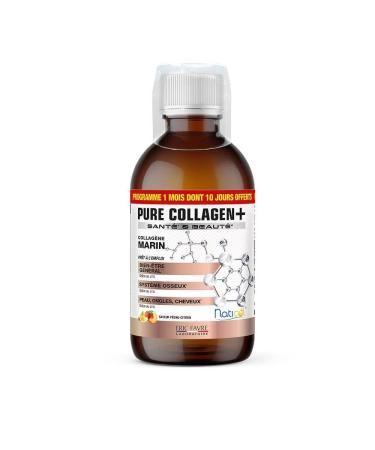 Pure Hydrolyzed Marine Collagen + Hyaluronic Acid + Selenium + Vitamin E Skin Hair Nails Bones - Drink 500 ml Peach Lemon - Eric Favre