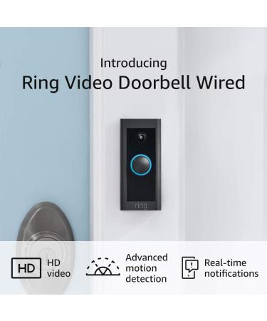 Certified Refurbished Ring Video Doorbell Wired  Convenient, essential features in a compact design (existing doorbell wiring required) - 2021 release