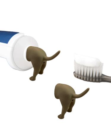Pooping Dog Butt Toothpaste Topper Dog Pooping Toothpaste Cap Funny Creative Toothpaste Topper for Any Dog Lover (2pcs-Black) (2pcs-Brown)