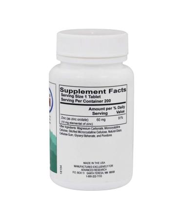 Zinc Orotate 60mg 200 Tabs - 200 Count (Pack of 1) | High-Quality Zinc Supplement - Buy Online on GoSupps.com