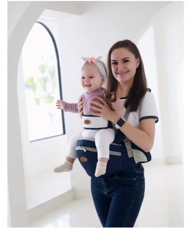 Baby Carrier - HIP HIP BABY - Baby to Toddler Carrier-Comfortable SEAT with Baby Support Strap-Ample Storage (Dark Blue)