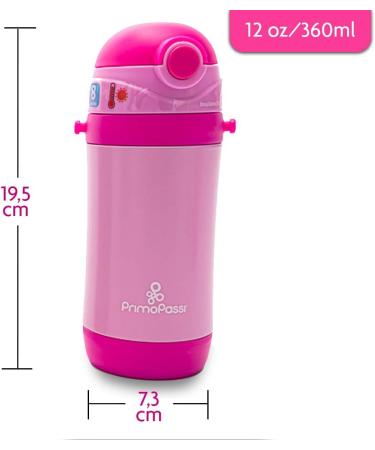 Primo Passi Insulated Straw Water Bottle for Kids - 12oz Thermos Bottle (Pink) - Buy Online on GoSupps.com