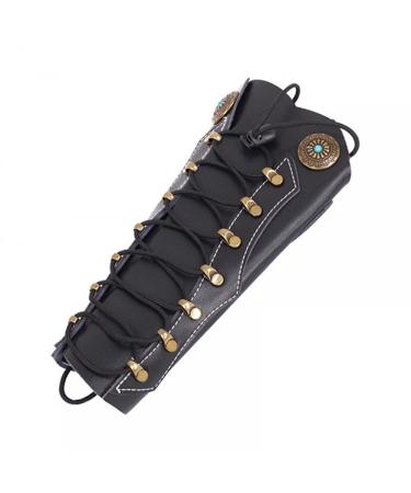 DONGKER Arm Guard Archery Traditional PU Leather Armguard Archery Accessories Arm Armor Cuff Adjustable Black