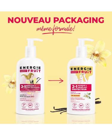 Energie Fruit 2 en 1 Masque et Apr s-Shampooing Vanille et Huile de Buriti Bio Vegan 300ml - Buy Online on GoSupps.com