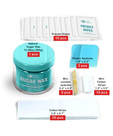 Sugar Wax Kit - Organic Hair Removal for Women | Medium All Purpose Sugar Waxing Kit | Includes Applicators & Strips | Long Lasting & Gentle Sugaring Hair Removal | Home Waxing Kit for Bikini, Legs, Eyebrows - Buy Online on GoSupps.com