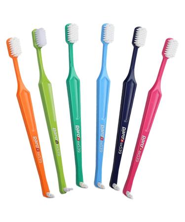 Paro Swiss Paro exS39 Extra Sensitive Toothbrush with Interspace Brush F | Dual Features | Ultra Soft Bristles | Unisex | (6 Pack) 6.0 Count 6 Pack Multi-color