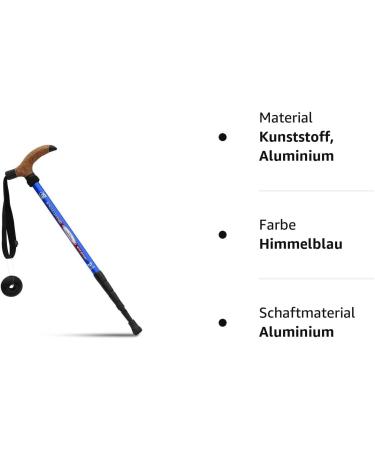 Kry Bergstock Hiking Stick - T-Shaped Handle Retractable Adjustable Aviation Aluminum Alloy Shock Absorption - Sky Blue - Buy Online on GoSupps.com