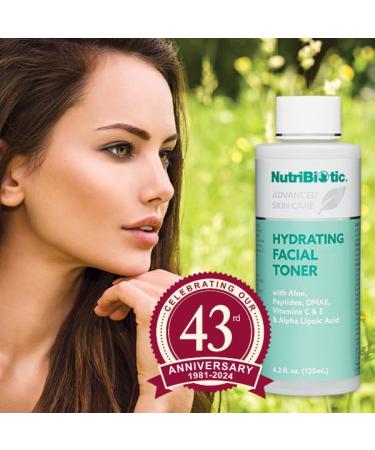 NutriBiotic Hydrating Facial Toner 4.2 Fl Oz | Peptides Aloe DMAE Vitamin C Vegan & Paraben Free - Buy Online on GoSupps.com