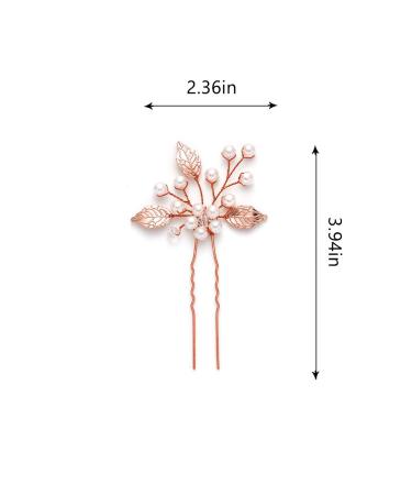 Heread Pearl Bride Wedding Hair Pins - Pack of 3 Leaf Bridal Head Piece Flower Hair Accessories - Rose Gold for Women and Girls - Buy Online on GoSupps.com