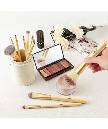 Matto 10-Piece Golden Makeup Brush Set with Holder | Foundation, Powder, Mineral, Eye & Face Brushes - Buy Online on GoSupps.com