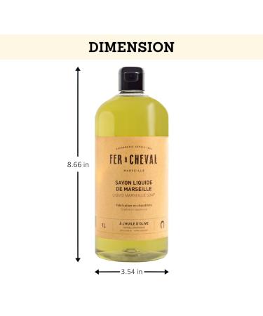 Fer Cheval Olive Oil Marseille Liquid Soap 1L - Hypoallergenic Natural & Eco-Friendly Body Wash | International Shipping - Buy Online on GoSupps.com