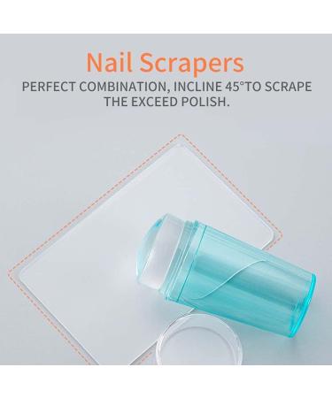 TEBX Nail Stamp Set - 1 Silicone Stamping Plate & Scraper for DIY Nail Art | Transparent Design Pink Silicone Print Head | International Shipping - Buy Online on GoSupps.com