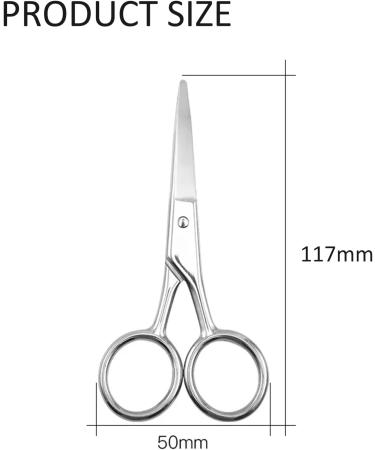 Professional Stainless Steel Facial Hair Scissors - Small Round Ended Scissors for Ear, Nose, Eyebrows, Beard, Eyelash, and Moustache - Big Size 10 Silver - Buy Online on GoSupps.com