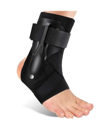 Ankle Braces for Men Adjustable Ankle Brace for Women Sprained Ankle Elastic Sprain Foot Sleeve for Sports Protect Arthritis 1 Pair Black (Small)