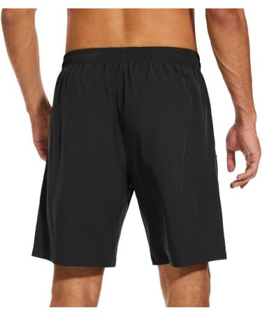 Sihohan Men's Sport Shorts - Quick Drying Zippered Black Trousers for Sports & Leisure - Buy Online on GoSupps.com
