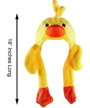 Plush Animal Winter Ski Hat Beanie Aviator Style with Long Ear Flaps - Yellow Duck - Buy Online on GoSupps.com
