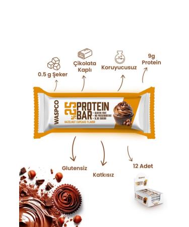 (12 Count) Protein Bars HAZELNUT CUPCAKE Gluten Free with 9g Protein and 0.5g Sugar 36 G - Buy Online on GoSupps.com