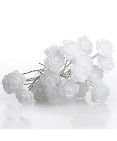 AKOAK 20 White Rose Flower Bridal Wedding Hair Pins - Elegant Hair Accessories - Buy Online on GoSupps.com