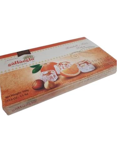 Gulluoglu (Hazelnut-Orange) Turkish Delight 500 gr (Pack of 1) daily fresh shipment from Istanbul/Turkey