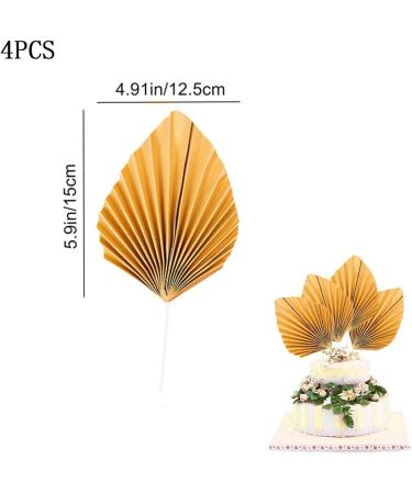 DHinkyoung Palm Leaves Cake Topper 4 Pcs Paper Fan Cake Toppers Decoration Birthday Cake Ornament for Cake Decorating DIY Craft Project Wedding Baby Shower Anniversary Birthday Party D cor (Gold) - Buy Online on GoSupps.com