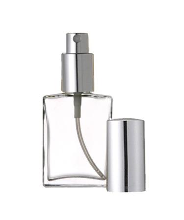 Grand Parfums Empty 1 Oz Perfume Atomizer Flat Glass Bottle Silver Sprayer 30ml Decant Fragrance Bottle (1 Bottle) 1 Ounces