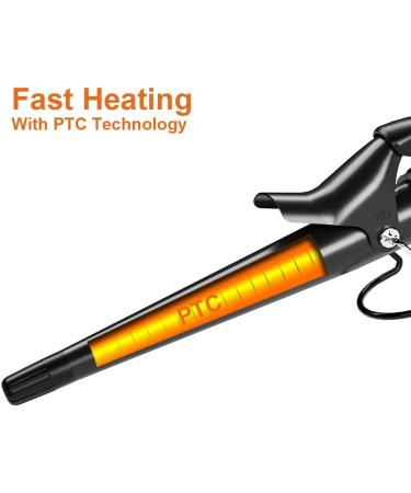 Professional Hair Curler - 1/2 to 1 Inch Ceramic Tapered Curling Wand with Short Clamp & Auto Shut Off - Black - International Shipping Available - Buy Online on GoSupps.com