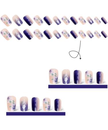 Torribala Ice Blue Gradient Camellia Wearable Nails for Finished Art Finished Nails Fine Workmanship - Buy Online on GoSupps.com