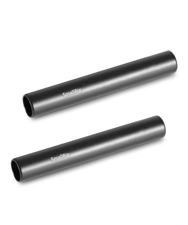 SMALLRIG 4 Inches (10 cm) Black Aluminum Alloy 15mm Rod with M12 Female Thread, Pack of 2-1049 4"