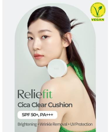 Holika Holika Reliefit CICA Clear Cushion 01 Pure Vanilla 14g - Vegan Cushion Foundation - 1Set + 1 Refill - Buy Online on GoSupps.com